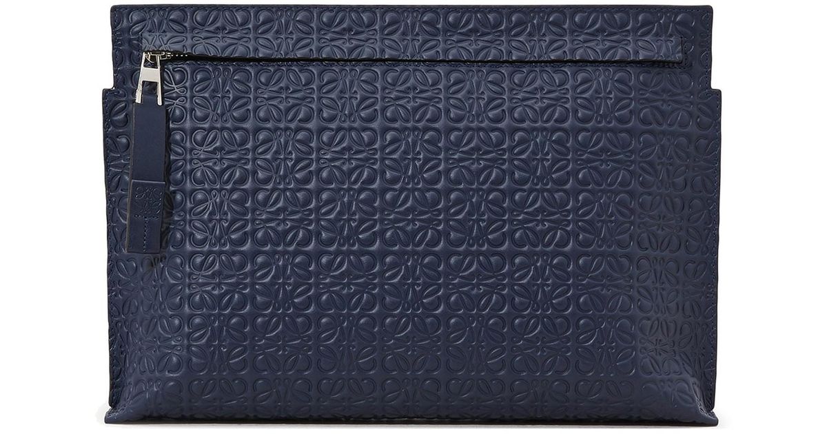 Loewe Leather Repeat T-pouch in Navy 