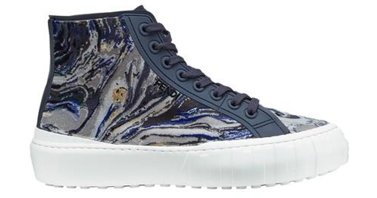 Fendi Leather Fabric High-tops in Blue for Men | Lyst