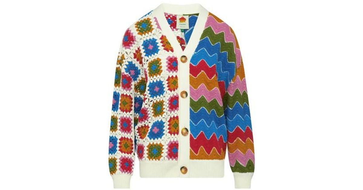 FARM Rio Crochet Cardigan in Blue Lyst