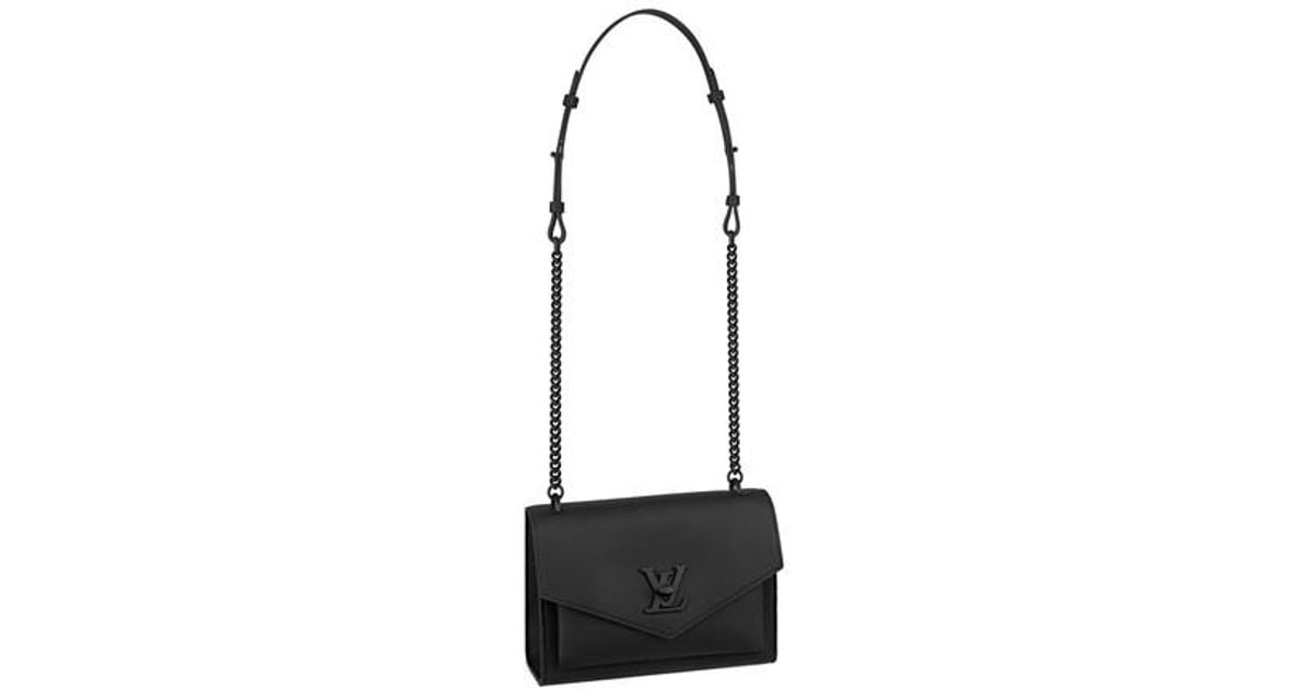 LOUIS VUITTON Mylockme Chain Calf Leather Chain Shoulder Bag Black