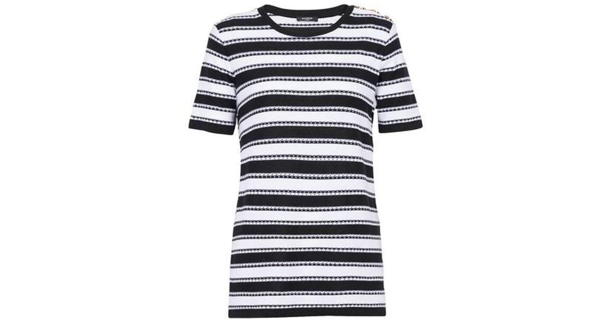 Balmain Striped Jersey T-shirt - Save 40% | Lyst