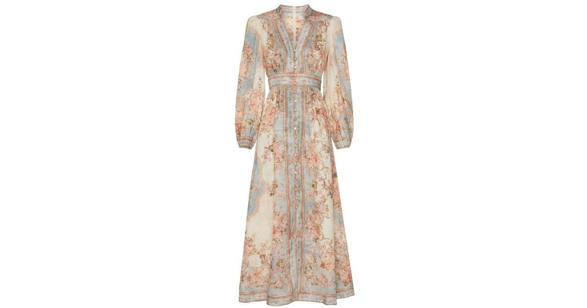 august plunge midi linen dress Zimmermann August Plunge Midi Dress Size 1 & 2