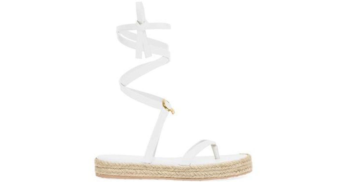 Gianvito Rossi Leather Ribbon Beachclub Sandals in White | Lyst