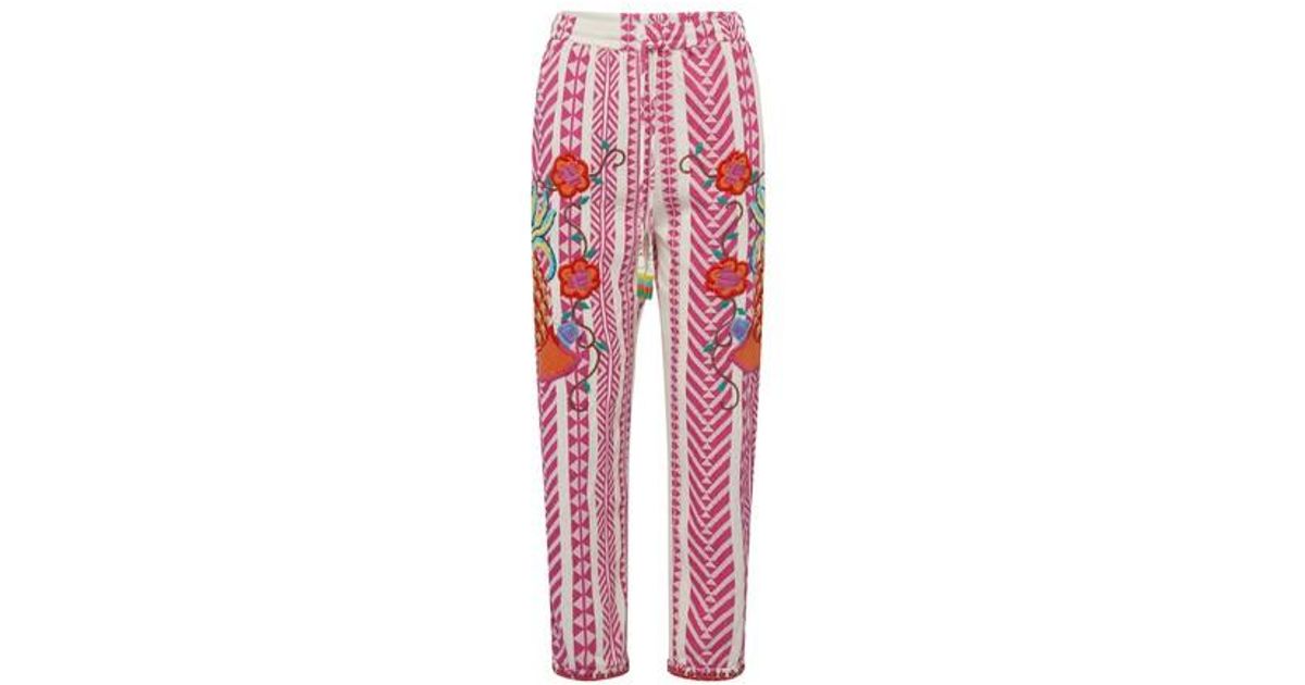 FARM Rio Jacquard Embroidered Pants in Pink | Lyst