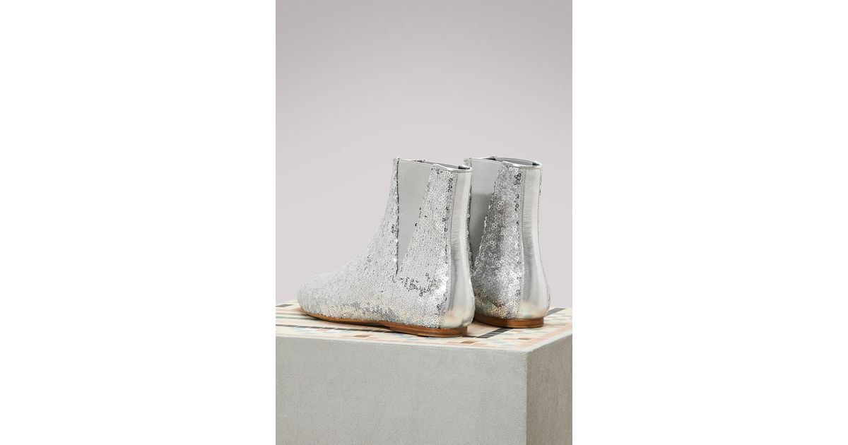 silver boots flat