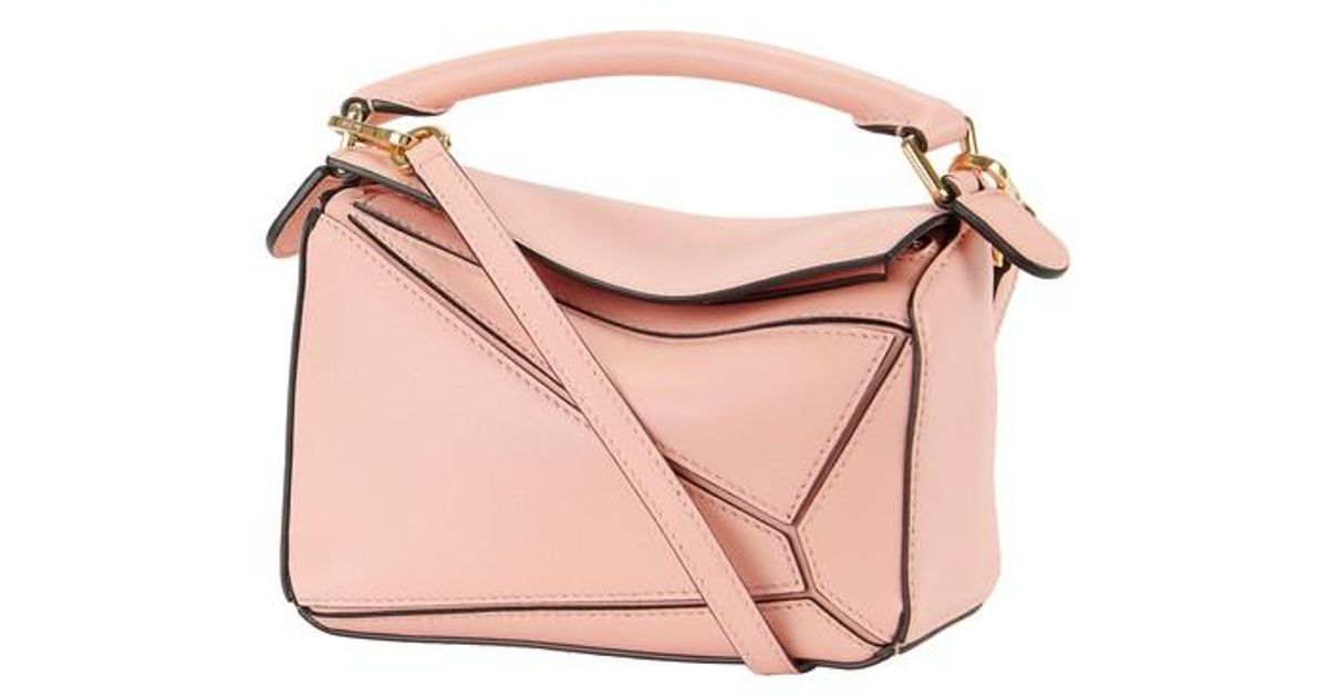Loewe Mini Puzzle Bag In Classic Calfskin in Pink