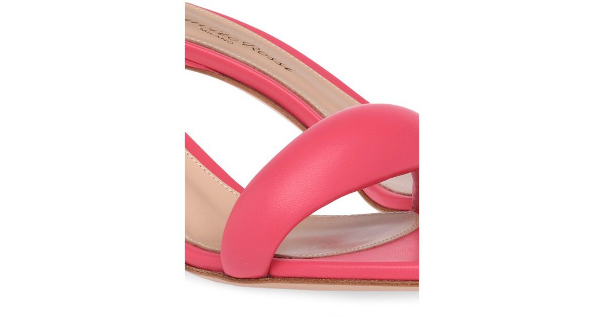 Gianvito Rossi Leather Bijoux 55 Mules in Ruby_rose (Pink) | Lyst 