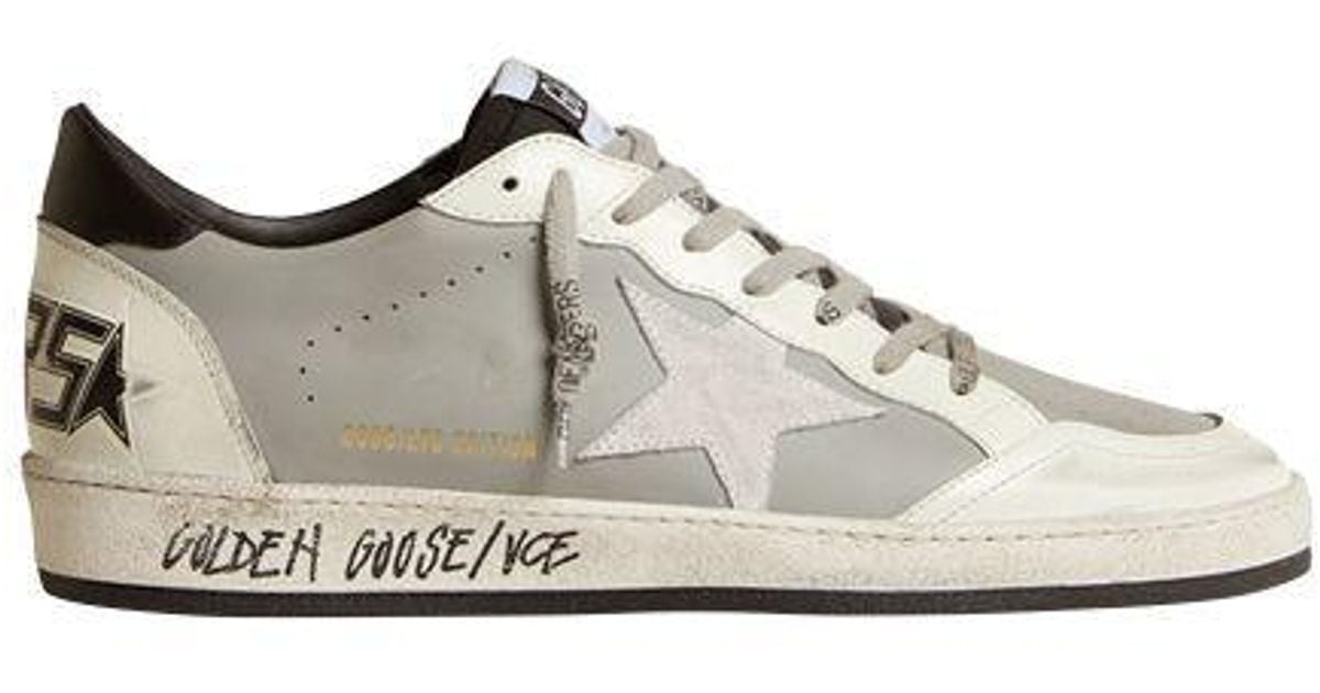 スニーカー Golden Goose Deluxe Brand Hf Ball Star Golden Goose Men's Ball Star Leather Sneakers in White/Grey