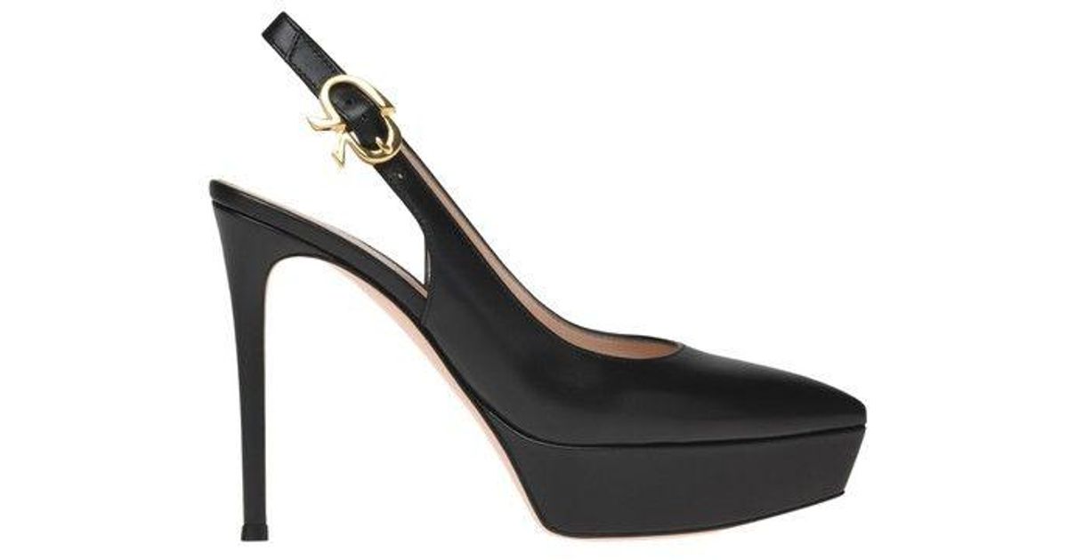 Gianvito Rossi Leather Dasha Slingback Pumps in Black Lyst