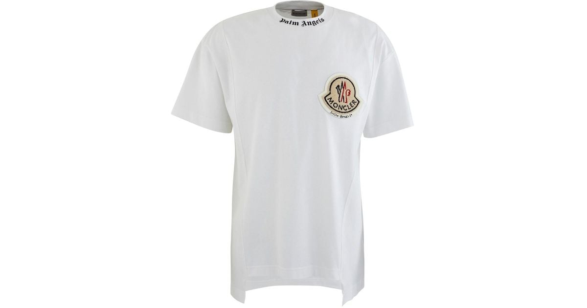 Moncler Genius Denim Palm Angels - Maglia T-shirt in White for Men - Lyst