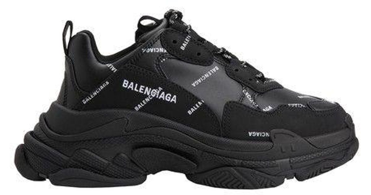 Balenciaga Allover Logo Triple S Sneakers in Black | Lyst