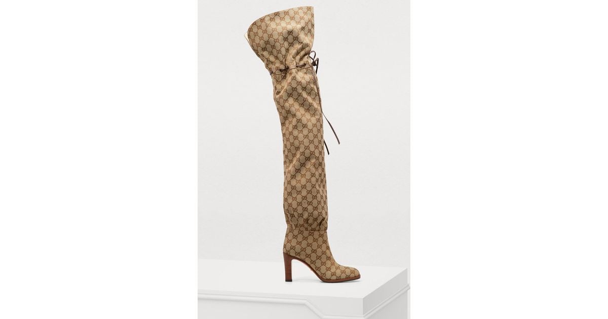 Gucci Original GG Canvas Overtheknee Boot in Beige (Natural) Lyst UK