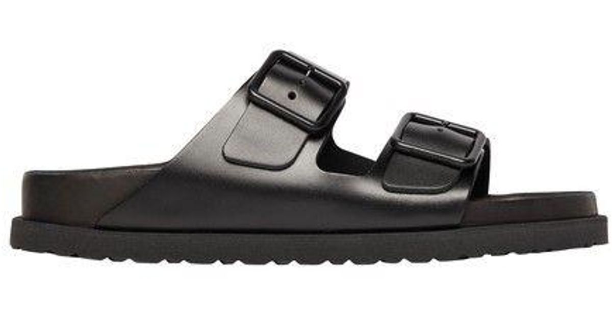 Birkenstock Arizona Smooth Leather Flat Sandals In Black Lyst 7407