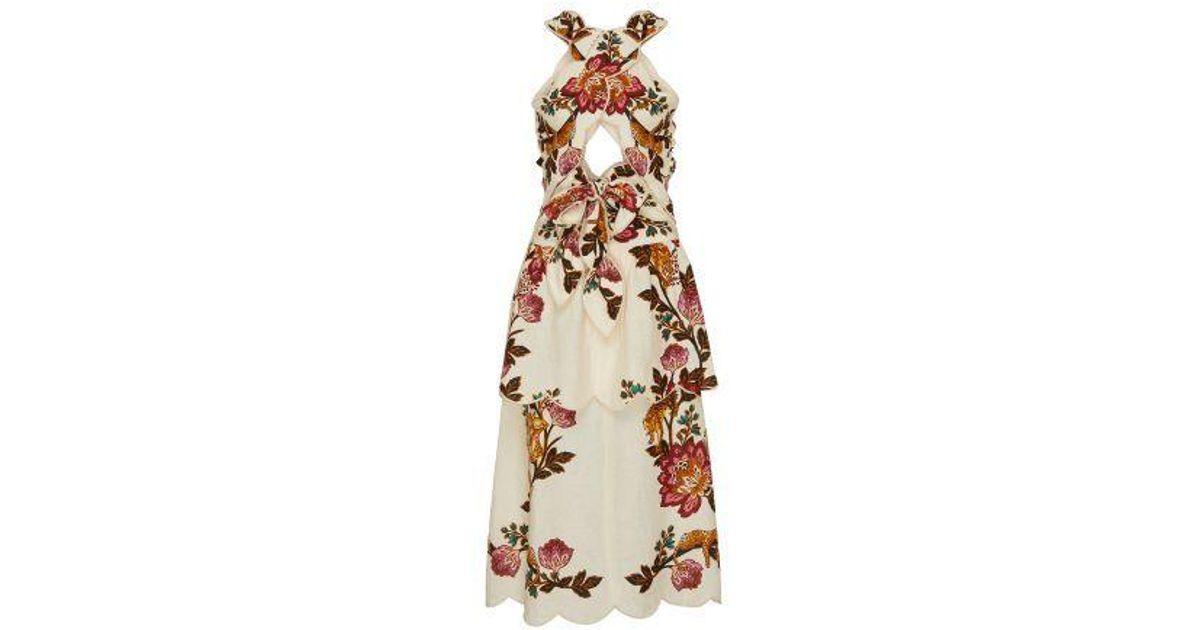 FARM Rio Floral Leopard Print Tiered Dress in Metallic | Lyst