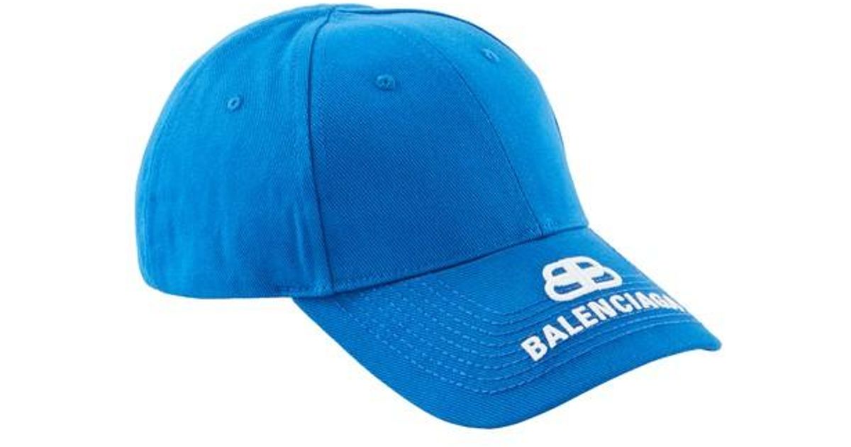 Balenciaga Cotton Bb Cap in Blue for Men - Lyst