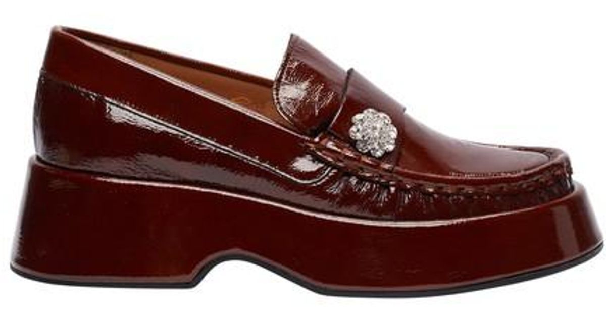 ganni gold loafers