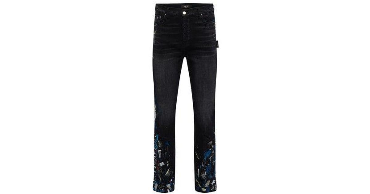 パンツ 32 AMIRI PAINT SPLATTER FLARE JEAN Amiri Paint Splatter Flare Jeans 'Clay Indigo' – The Attic