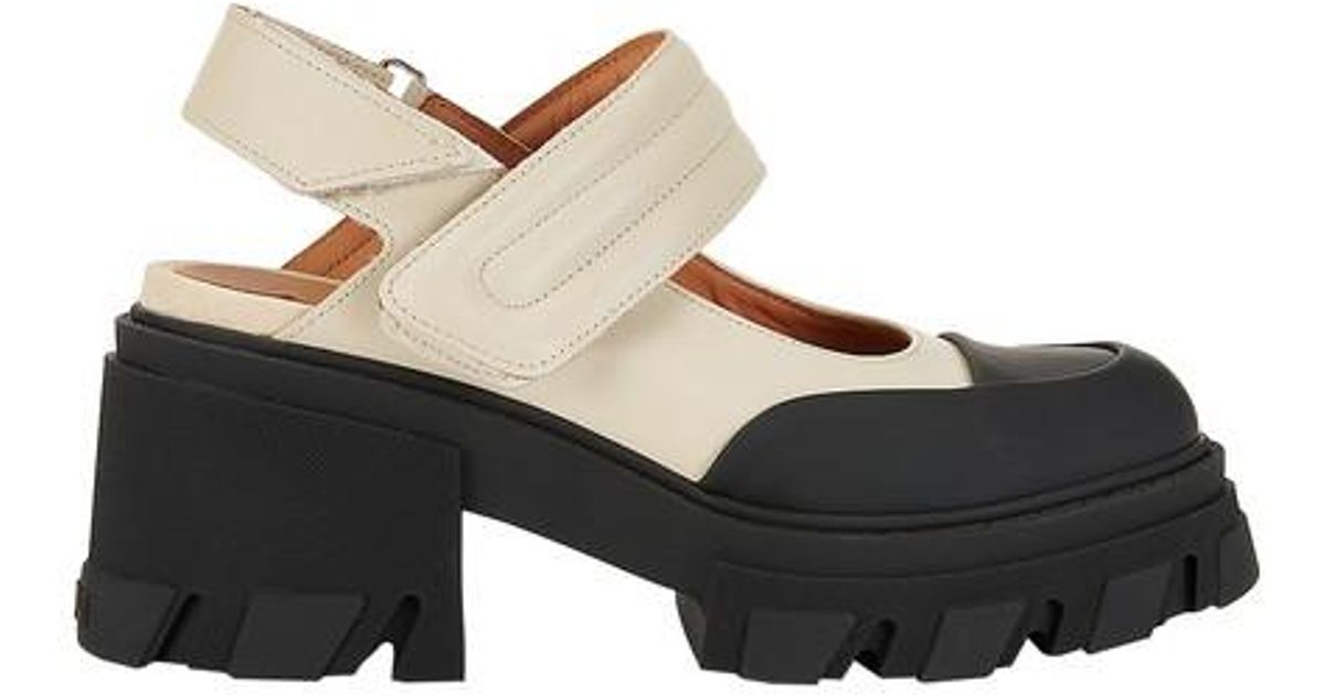 Ganni Leather Slingback Sandals - Lyst