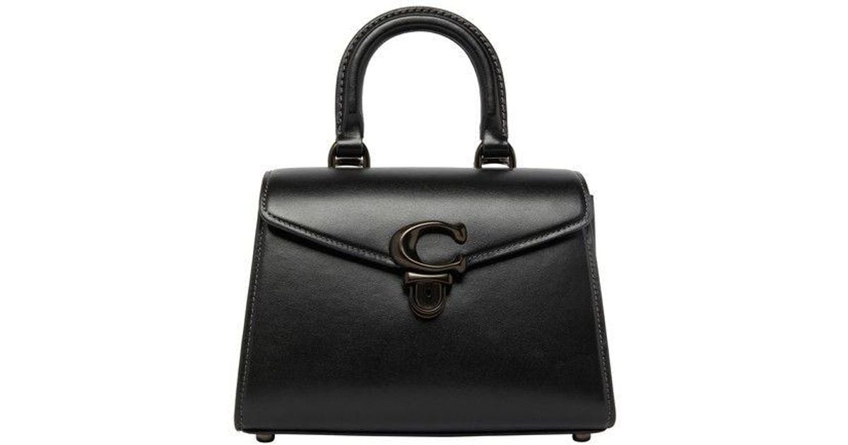 COACH Luxe Refined Calf Leather Sammy Top Handle 21 in Black | Lyst