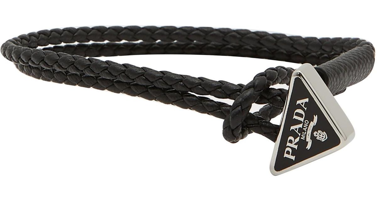 Prada Leather Bracelet in Nero (Black) for Men Lyst