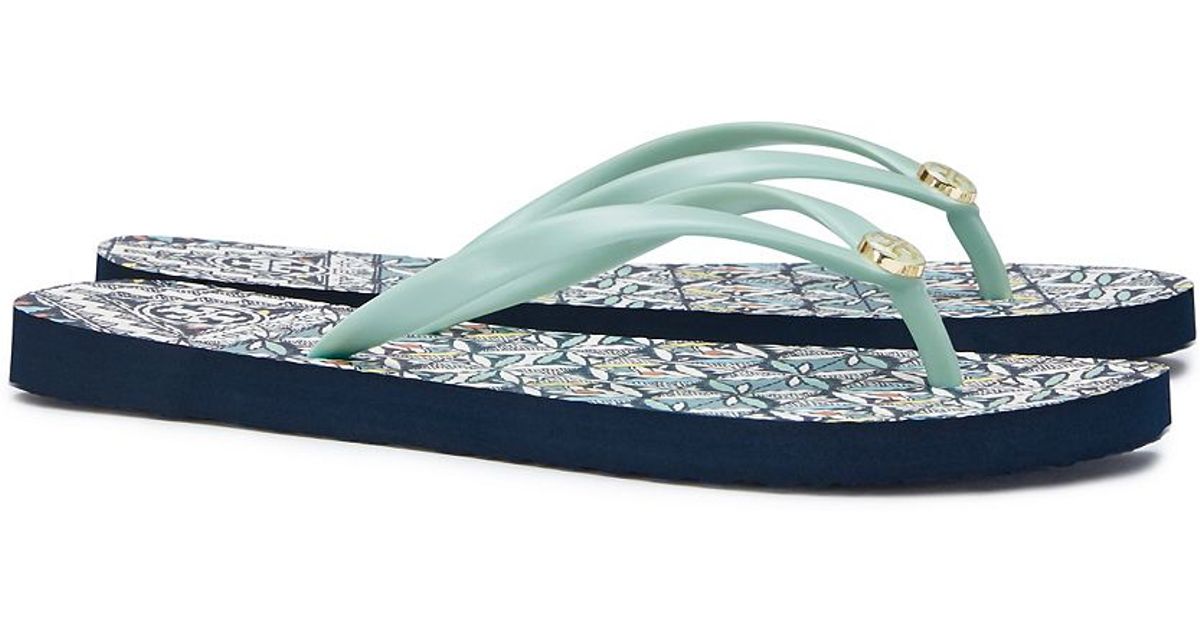 tory burch green flip flops