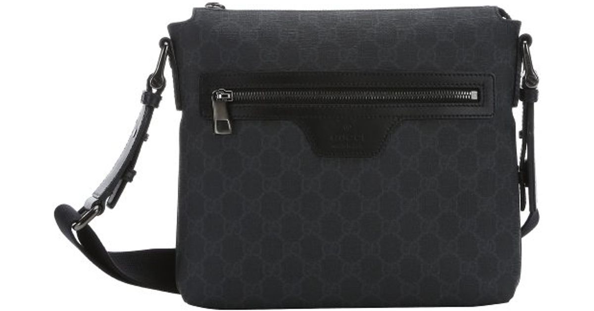 Lyst Gucci Black Gg Coated Canvas Small Messenger Bag In For Men