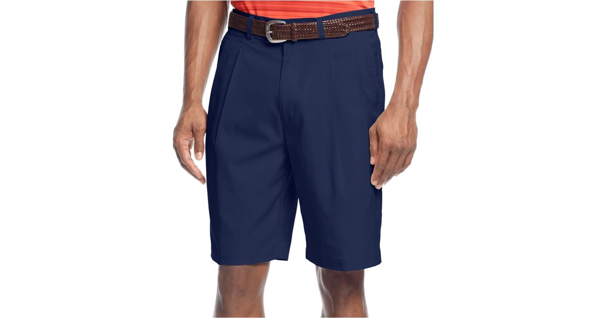 PGA TOUR Double Pleat Performance Golf Shorts in Blue for Men | Lyst