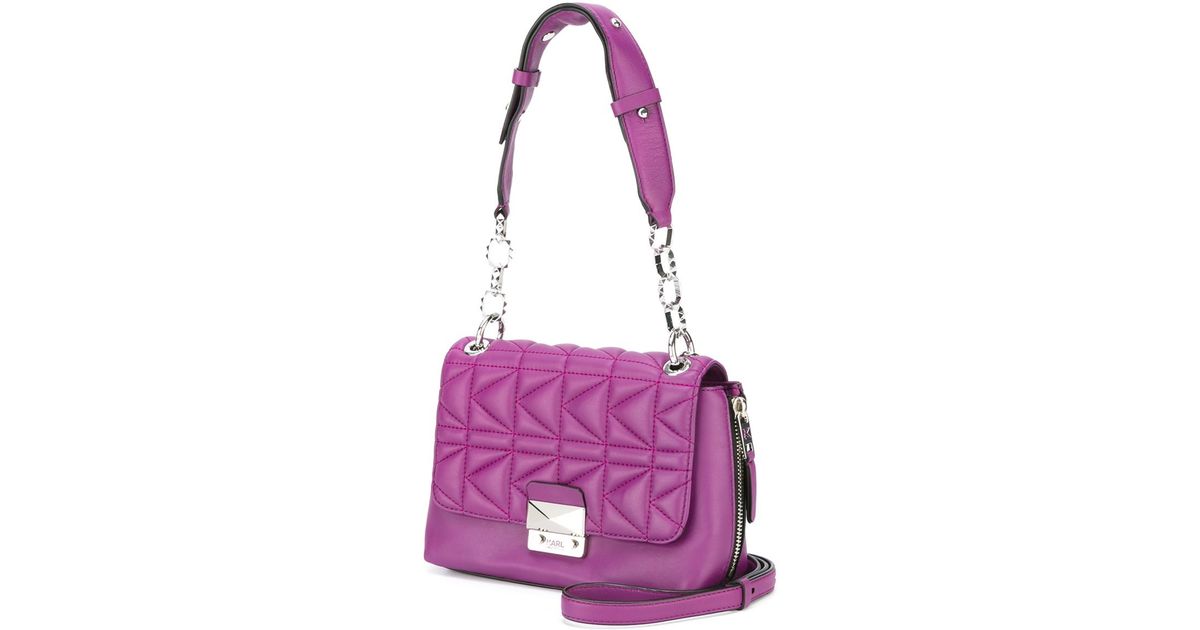 Karl Lagerfeld Quilted Leather Shoulder Bag in Pink & Purple (Pink) Lyst