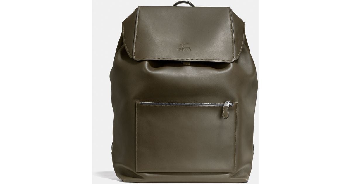 COACH Large Manhattan Backpack In Leather in Olive (Green) for Men Lyst