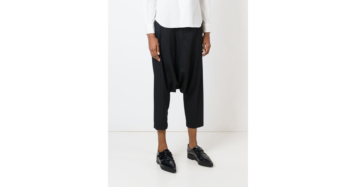 Drop Crotch Trousers in Black 