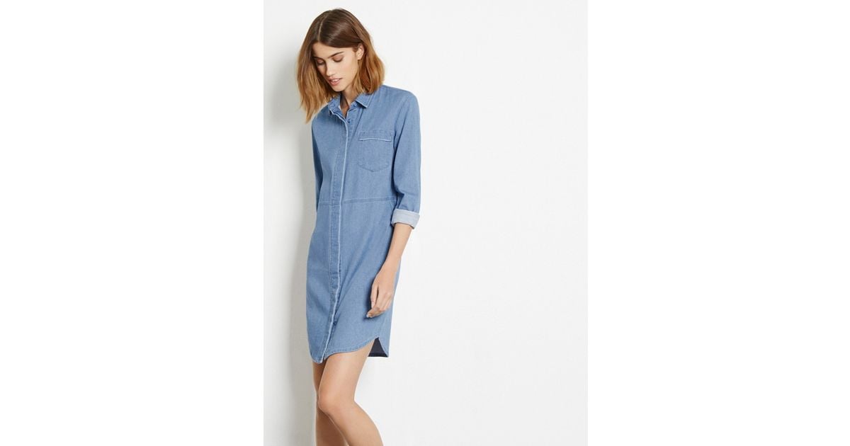warehouse western denim midi shirt dress