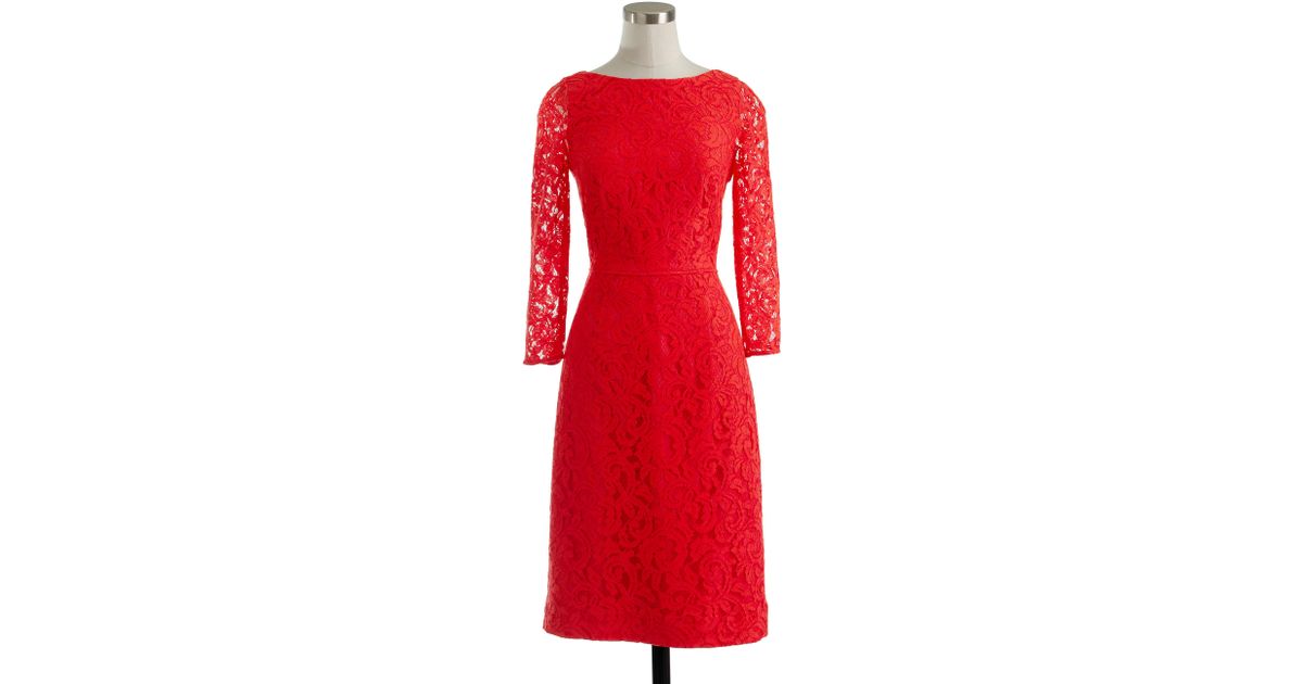 j crew red lace dress