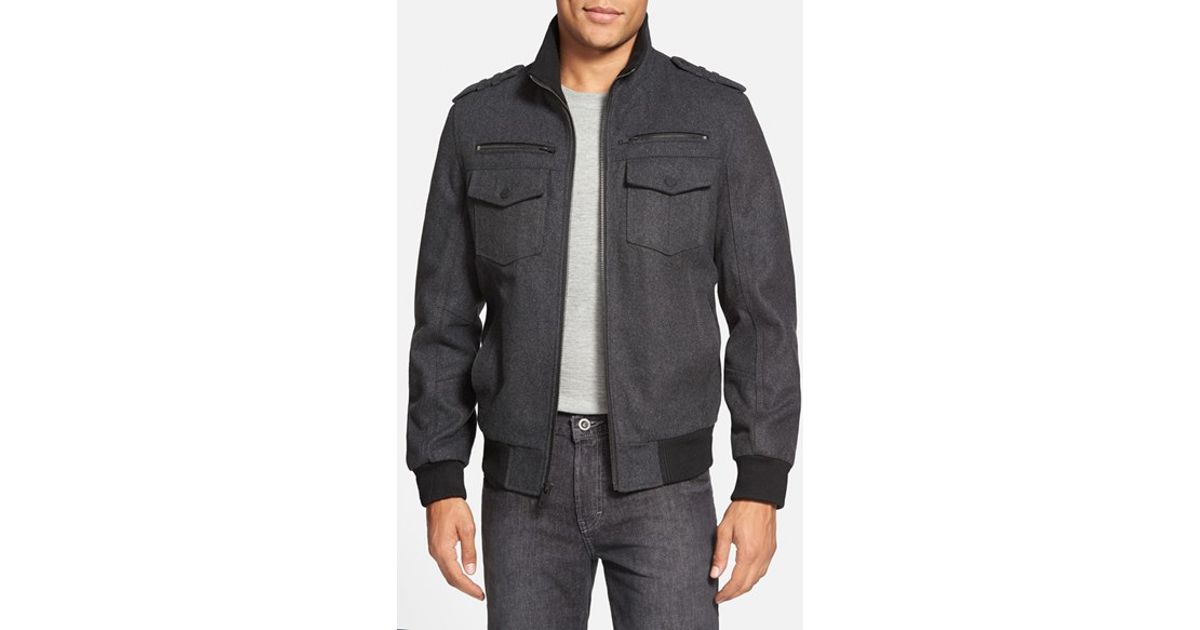 black rivet wool coat