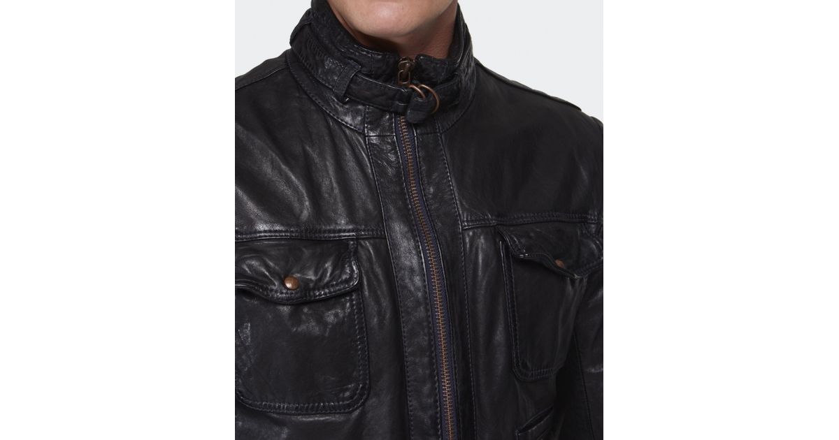 boss orange leather jacket mens