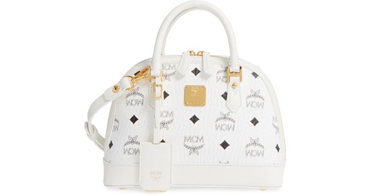 Lyst Mcm Mini Heritage Coated Canvas Bowler Bag In White