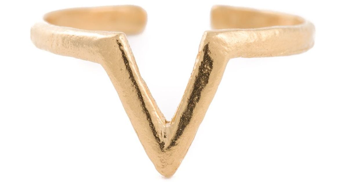 Bjorg V Alphabet Ring In Metallic Lyst