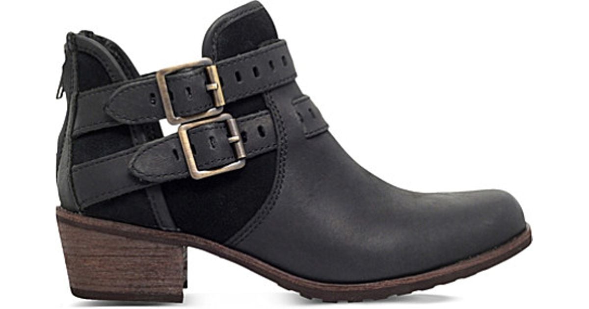 ugg black leather ankle boots