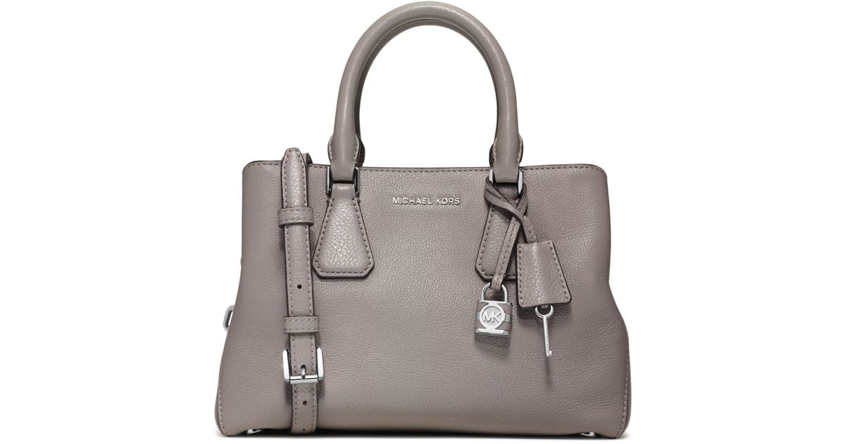 Michael Kors Camille Small Leather Satchel in Pearl Grey (Gray) | Lyst