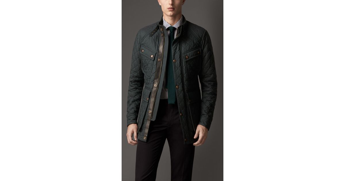 Burberry Military Quilt Cotton Gabardine Field Jacket in Racing Green