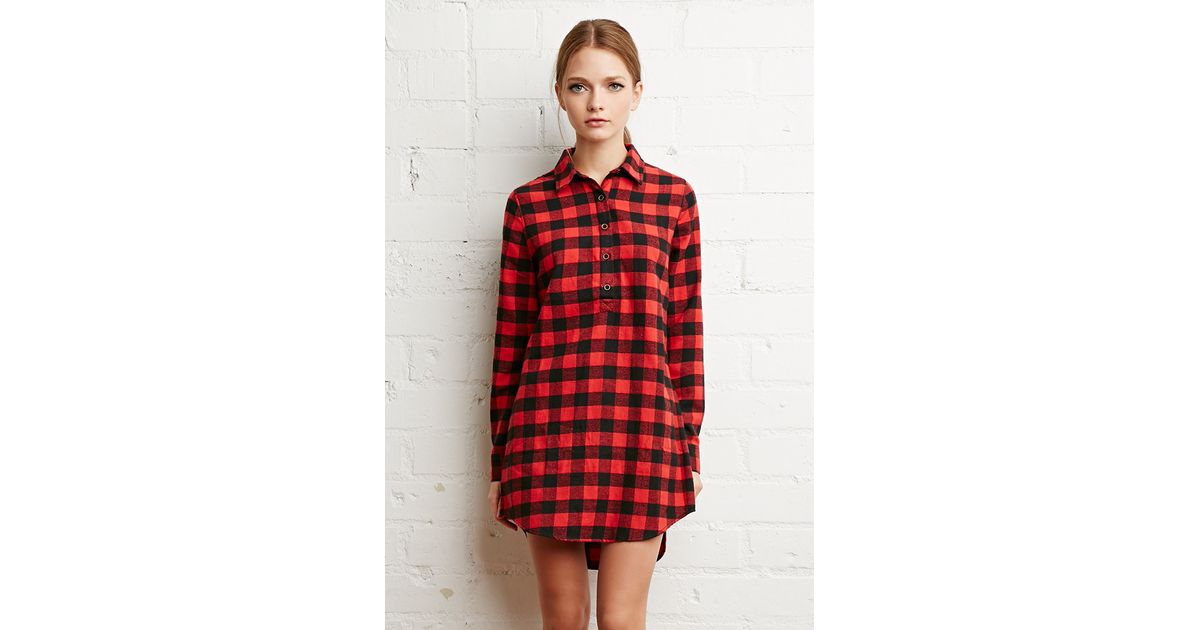 black and red plaid shirt dress