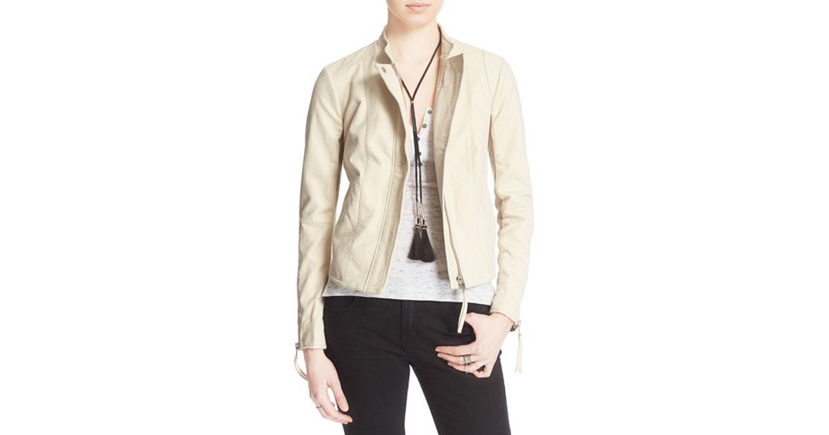 Free People Faux Leather Jacket In Ivory Natural Lyst
