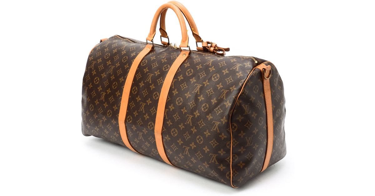 Lyst Louis Vuitton Monogram Keepall 55 Bandou Travel Bag In Metallic