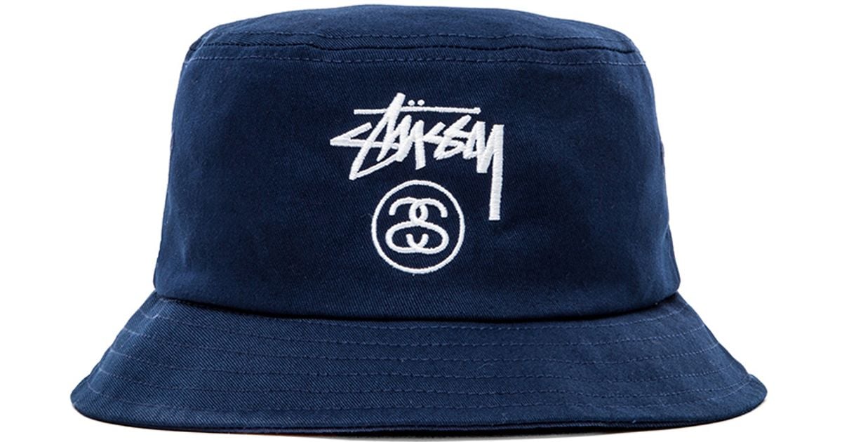 stussy bucket hat blue