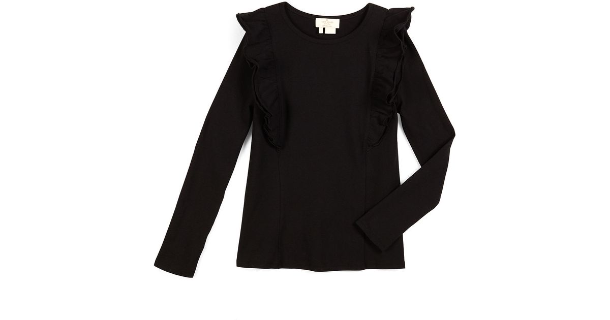 black long sleeve ruffle top