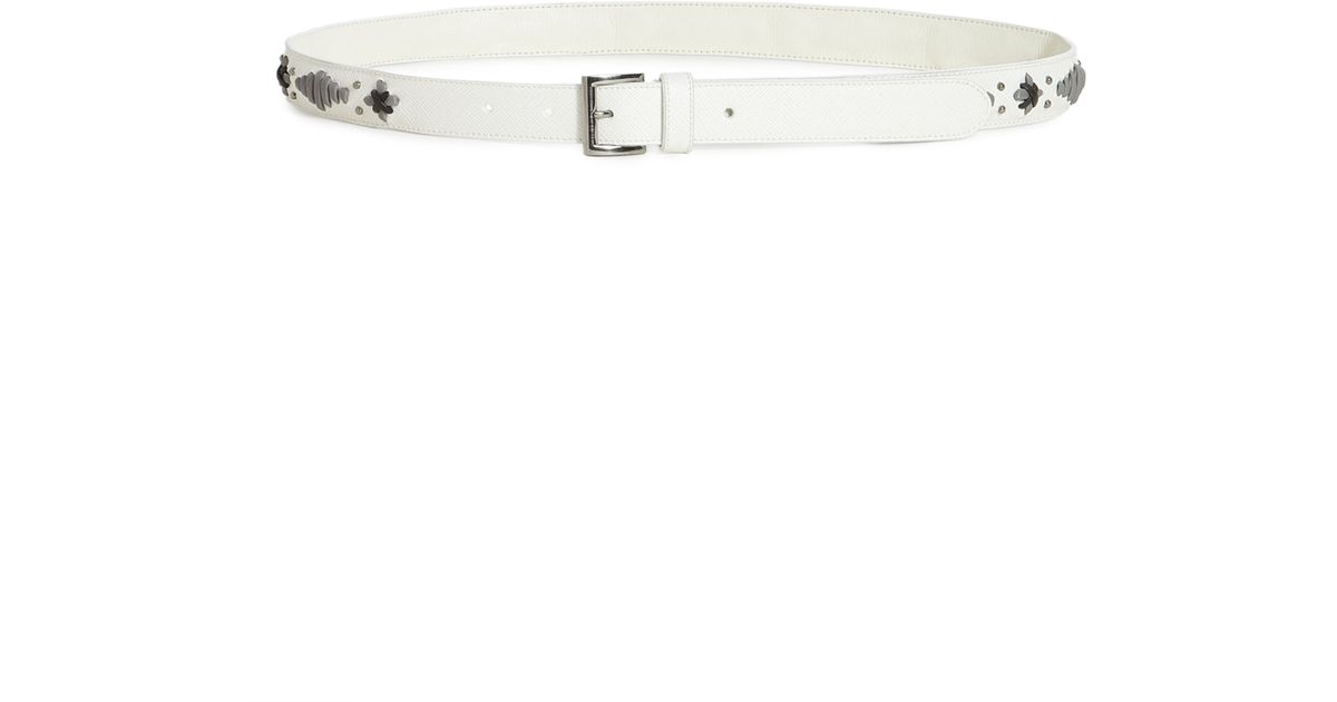 Prada Cinture Leather Belt in White | Lyst  