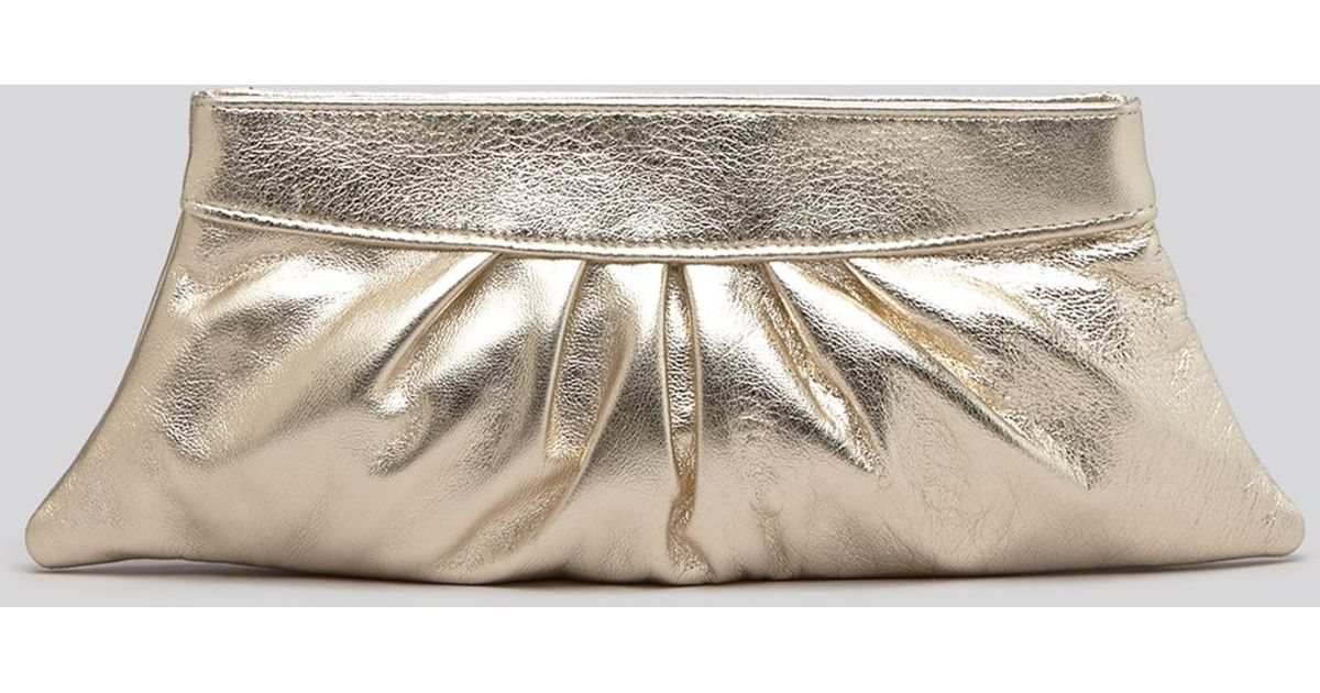 lauren merkin gold clutch