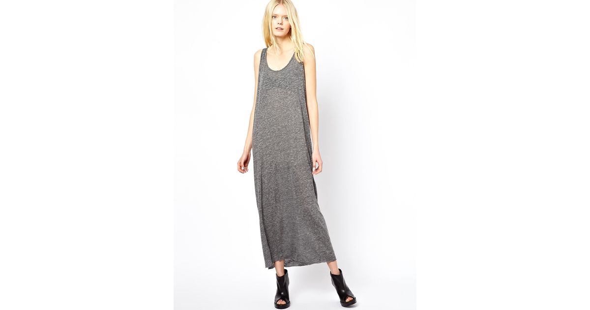 American Vintage Maxi Dress In Jersey in Charcoal (Gray) - Lyst