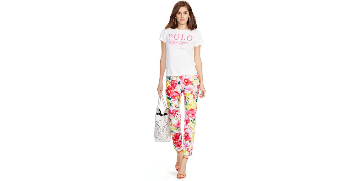 Polo Ralph Lauren Floral-print Skinny Pant in Pink | Lyst