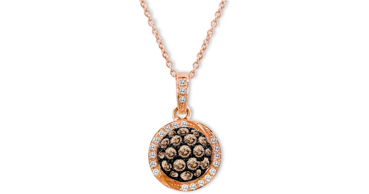 Lyst Le Vian Chocolate By Petite Diamond 5 8 Ct T W Lyst Le Vian Chocolate By Petite Diamond 5 8 Ct T W And White Accent Pave Oval Pendant In 14k Rose Gold Pink