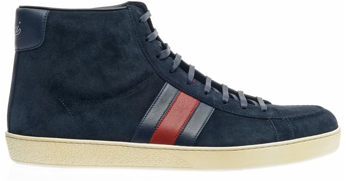 gucci blue suede sneakers
